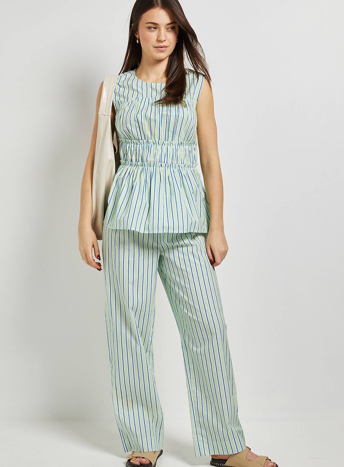 DOROTHY PERKINS Stripe Frill Detail Peplum Printed Shell Top 10 - Image 2